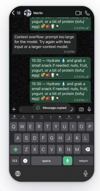AiType iPhone keyboard in WhatsApp